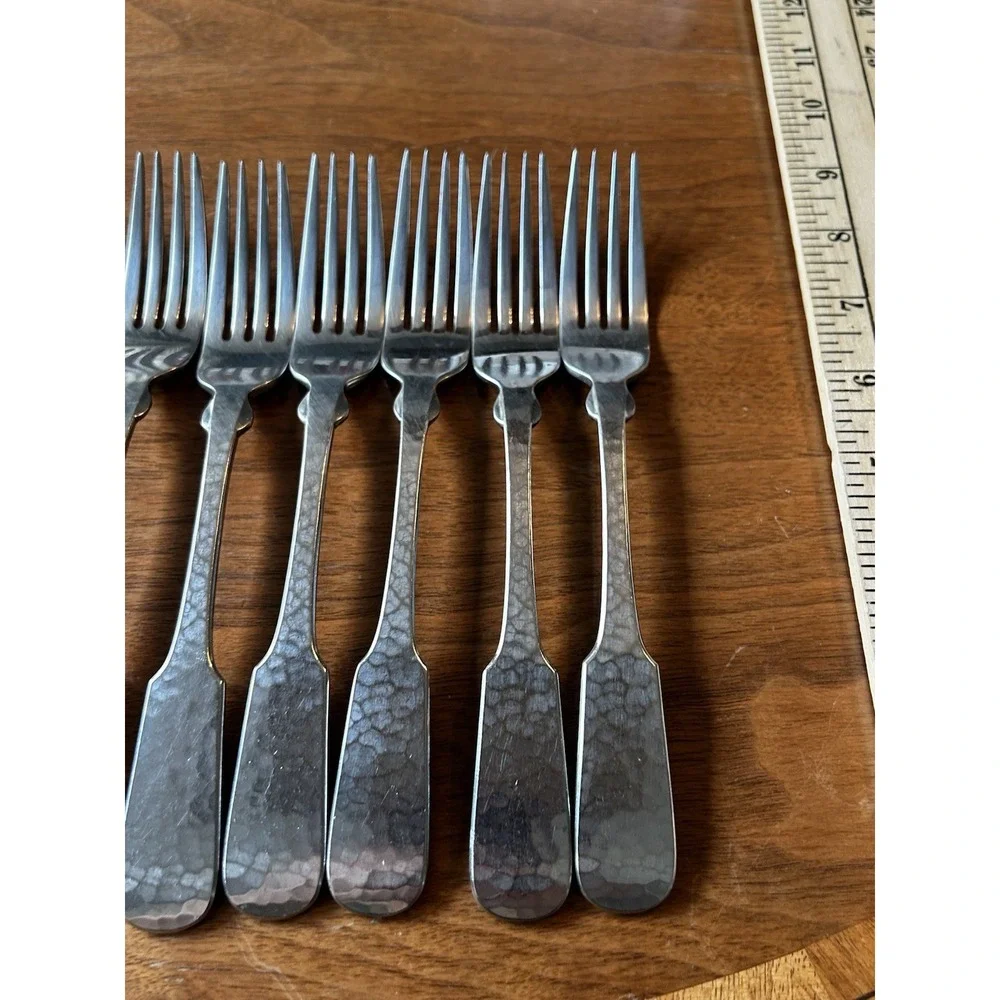 8- Towle 18/8 Stainless Germany Flatware Hammersmith Dinner Forks 8 1/4